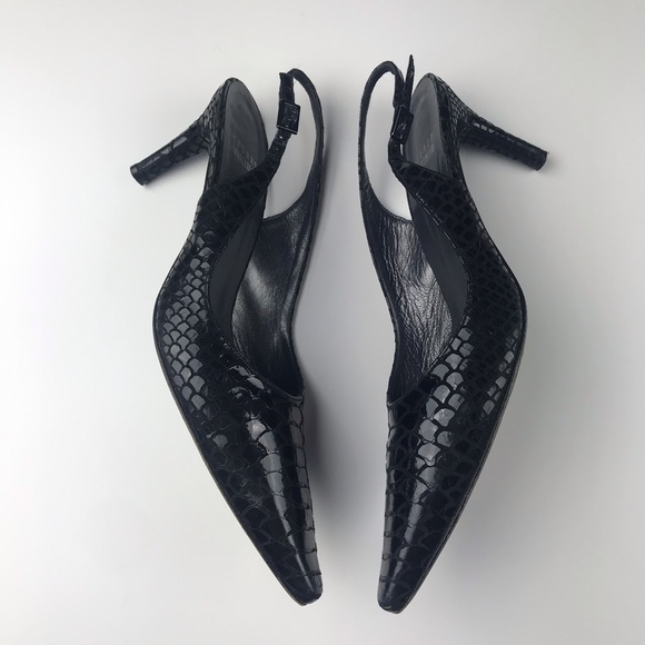 Stuart Weitzman Black Pointy Toe Slingback Pumps - Picture 4 of 7